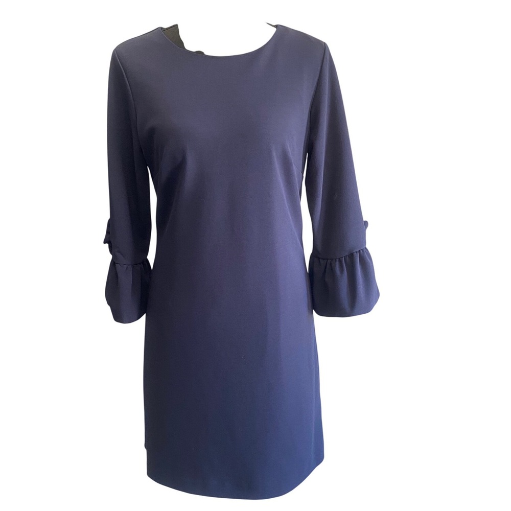 Nanette Nanette Lepore‎ Navy Blue Ruffle Sleeve Shift Dress Size 2